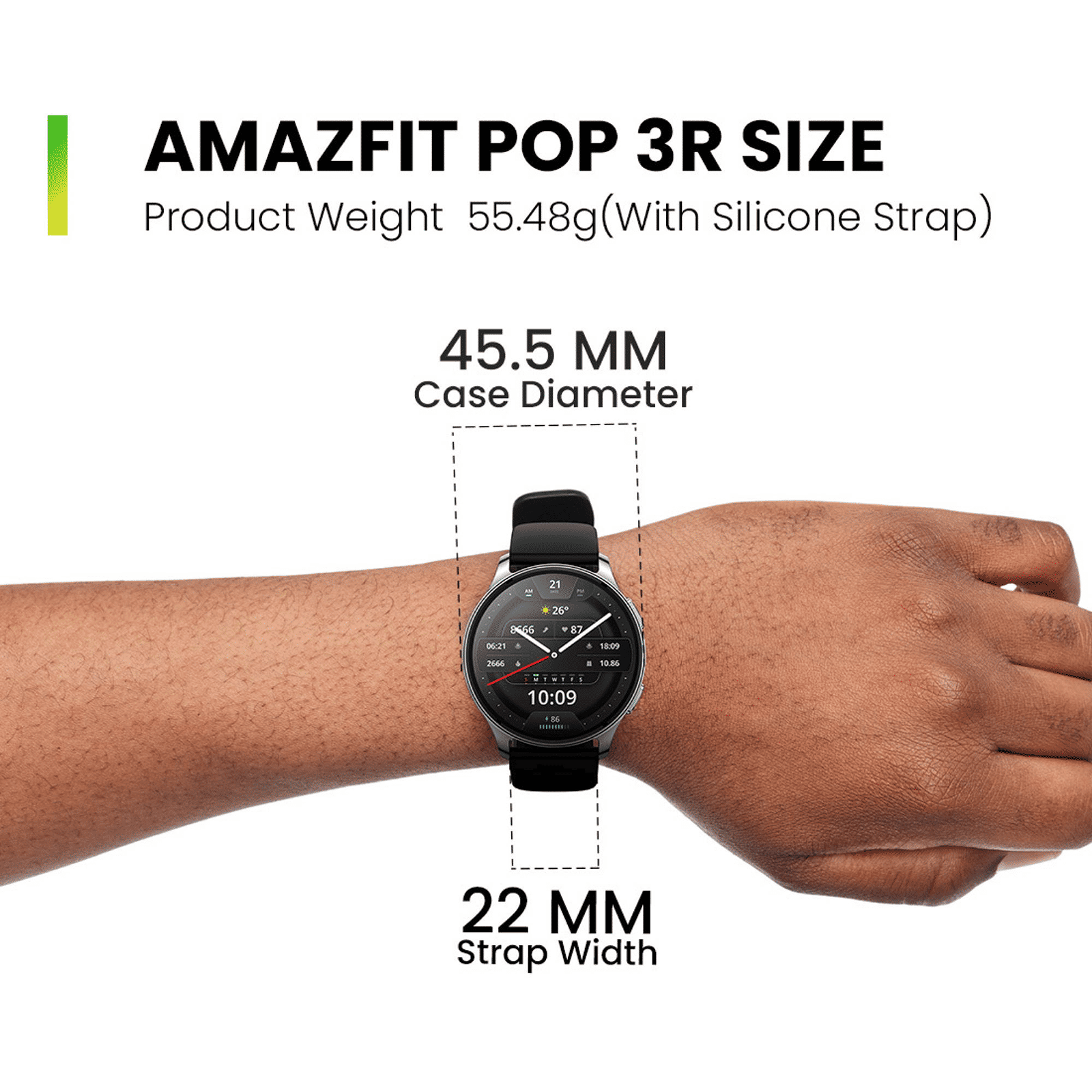Buy amazfit Pop 3R Smartwatch with Bluetooth Calling (36.32mm AMOLED ...